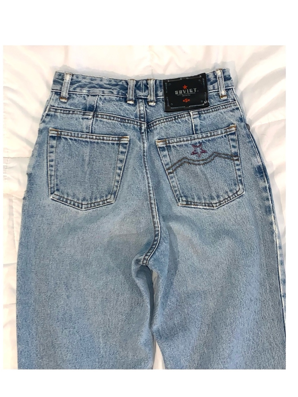 VTG 90s Soviet Brand High Waisted Light Wash Jeans CCCP Red Star Rare women’s 25